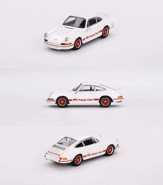 Mini GT 612 Porsche RS 2.7 Grand Prix White Red Livery LHD Model Araba - 2
