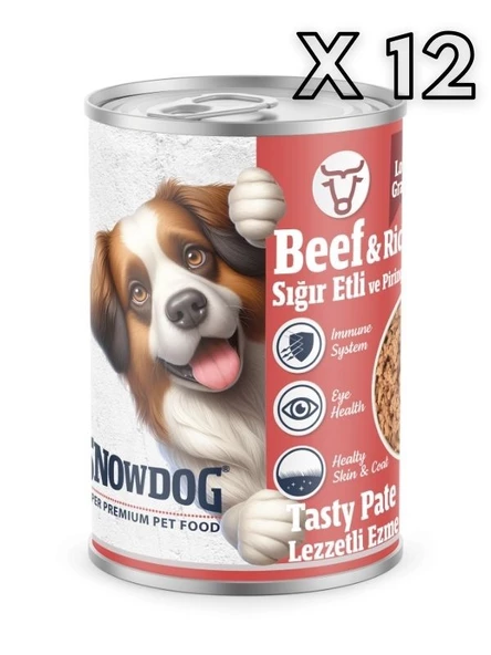 Snow Dog Premium Kıyılmış Sığır Etli Köpek Konservesi 12 Adet*400 G