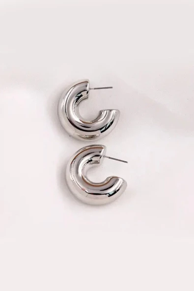 Kadın Bombeli 3cm Halka Görünümlü Küpe zrk00590 - Resim 2