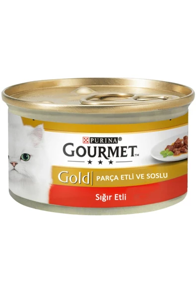 Purına Gourmet Gold Parca Etli Sığır Konserve Yetişkin Kedi Maması 85 Gr X 24