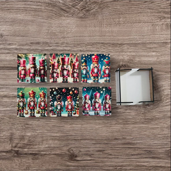 Bardak altlığı,yılbaşı temslı ahşap bardak altlığı - 2