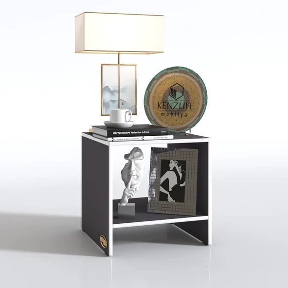 Kenzlife komodin hannu gri 50*40*40 komidin kitaplık - Resim 2