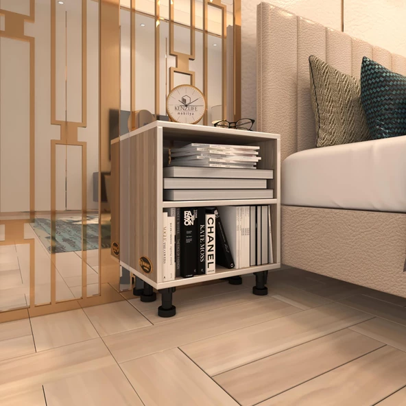 Kenzlife komodin matti crd 48x40x40 ayarlı ayaklı komidin kitaplık