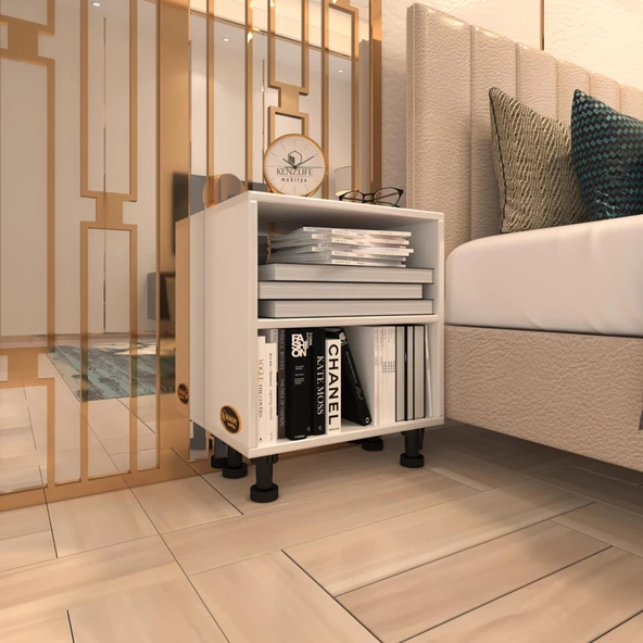 Kenzlife komodin matti byz 48x40x40 ayarlı ayaklı komidin kitaplık ürün görseli