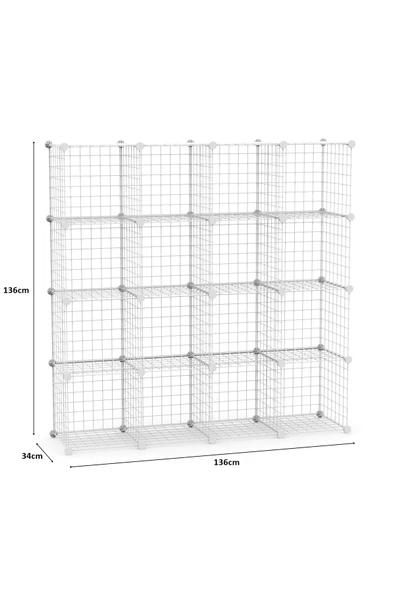16'lı Tel Küp Çok Amaçlı Organizer Raf Beyaz 33cm - 2