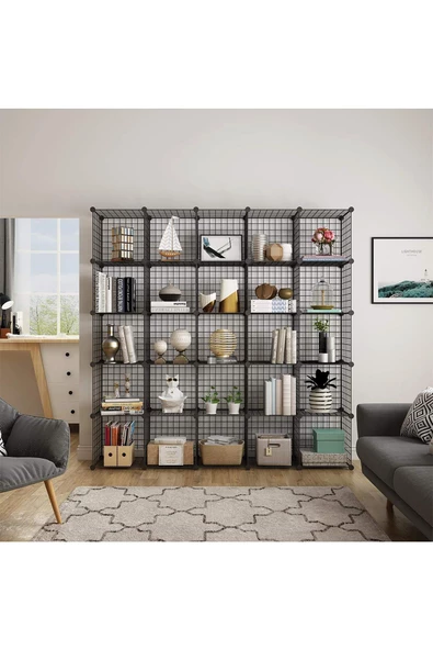 25'li Tel Küp Çok Amaçlı Organizer Raf Siyah 33cm - 2