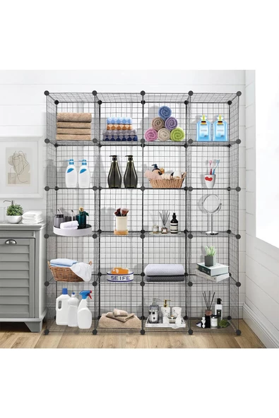 20'li Tel Küp Çok Amaçlı Organizer Raf Siyah 33cm - 4