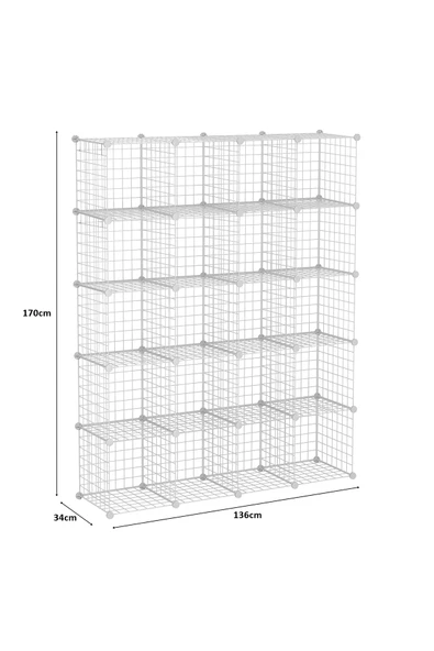 20'li Tel Küp Çok Amaçlı Organizer Raf Beyaz 33cm - 2