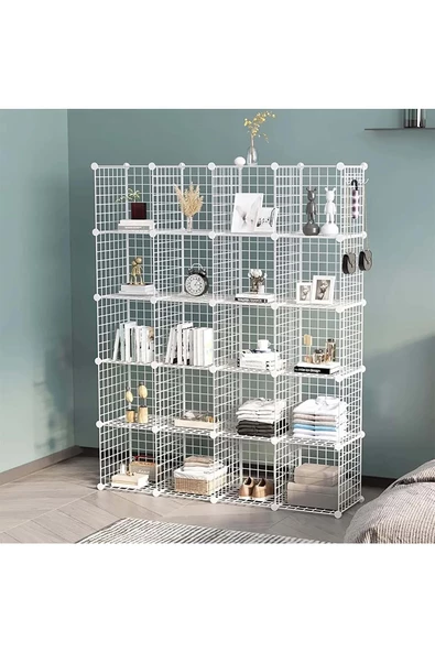 20'li Tel Küp Çok Amaçlı Organizer Raf Beyaz 33cm - 4