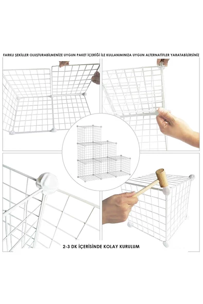 20'li Tel Küp Çok Amaçlı Organizer Raf Beyaz 33cm - 7