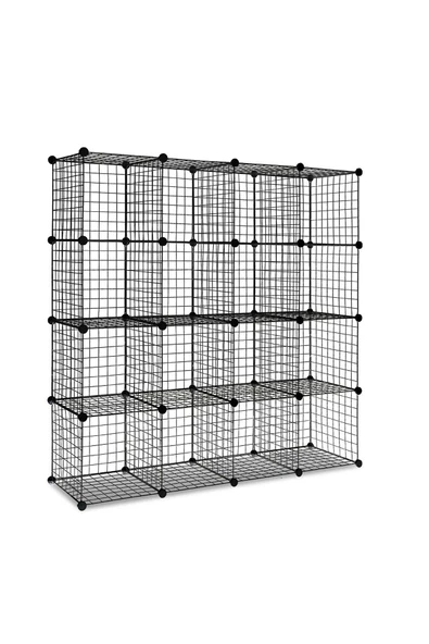 16'lı Tel Küp Çok Amaçlı Organizer Raf Siyah 33cm - 8