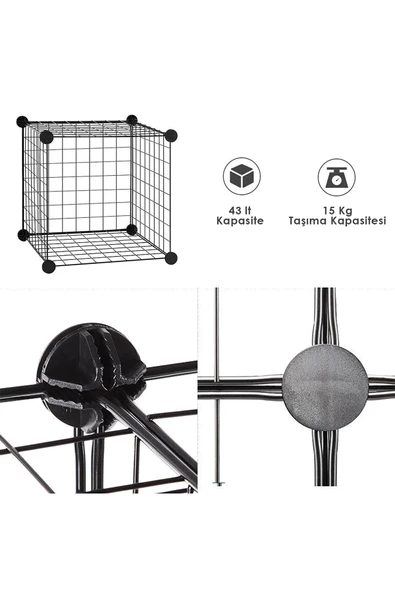 25'li Tel Küp Çok Amaçlı Organizer Raf Siyah 33cm - 6