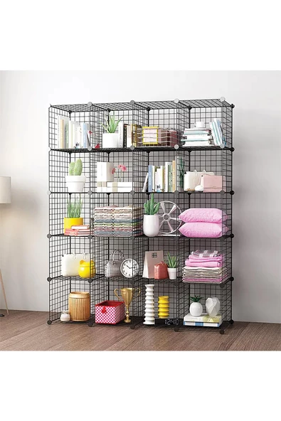 20'li Tel Küp Çok Amaçlı Organizer Raf Siyah 33cm