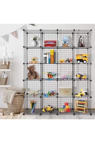 20'li Tel Küp Çok Amaçlı Organizer Raf Siyah 33cm - 5