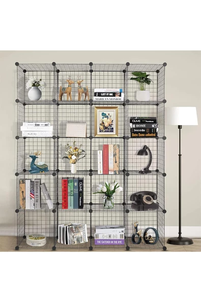 20'li Tel Küp Çok Amaçlı Organizer Raf Siyah 33cm - 6