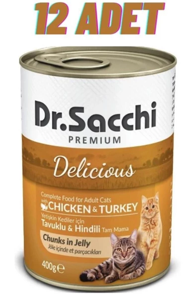 Dr.Sacchi Tavuklu Hindili Kedi Konservesi 12x400 Gr - FarmaPets