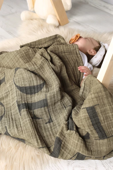 Luckka Çok Amaçlı Müslin Örtü - 100x110 cm - ZTParçaboya Yeşil