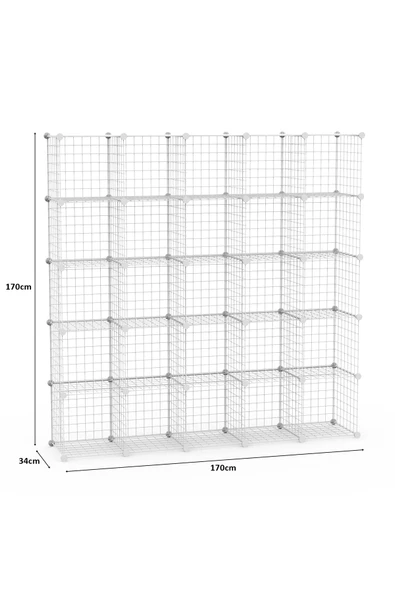 25'li Tel Küp Çok Amaçlı Organizer Raf Beyaz 33cm - 3