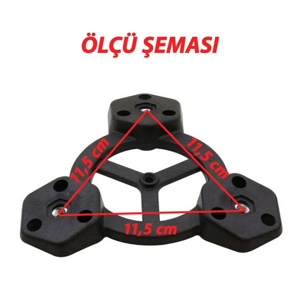 6 Adet Açılı Üçlü Sehpa Bağlantı Aparatı Zigon Puf Tabure Mobilya Masa Ayağı Ayak Takma Tabanı - Resim 2