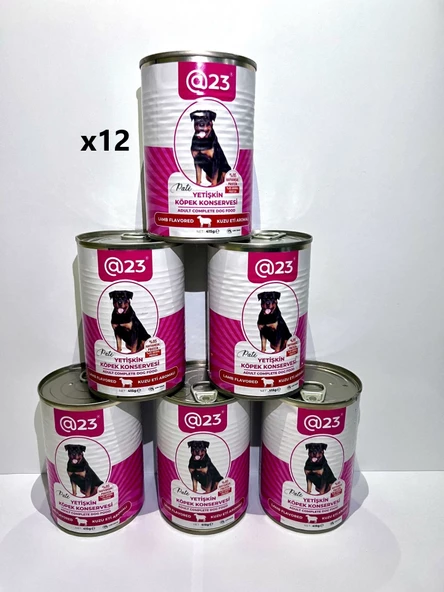 @23 Yetişkin Köpek Konservesi Kuzu Eti  Aromalı 415 g x 12 adet