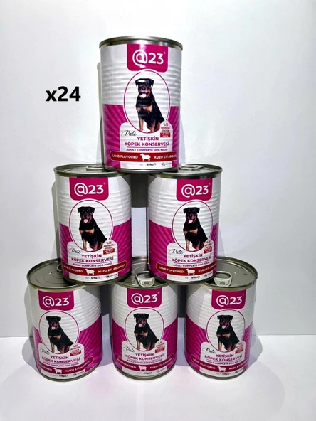 @23 Yetişkin Köpek Konservesi Kuzu Eti  Aromalı 415 g x 24 adet