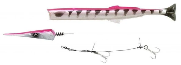 Savage gear Lıne Thru Needlefish Pulsetail 2+1  30cm 85gr Sahte Balık  Pink Barracuda - 3