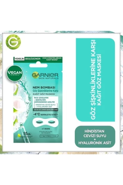 Garnier Kağıt Göz Maskesi Nem Bombası Coconat 6gr