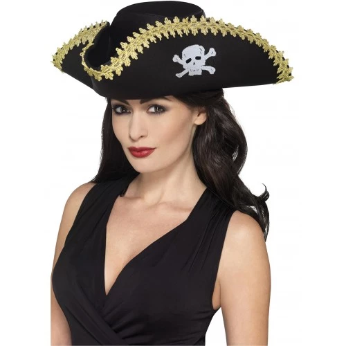 Yetişkin Siyah Denizci Korsan Şapkası - Resim 1