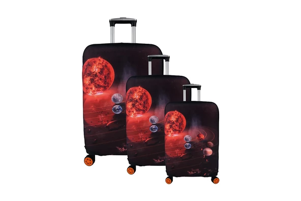Bagacar Gezegen 3lü Set Valiz Kılıfı, 3 lü Valiz Kemeri, 3lü Valiz Etiketi - 2