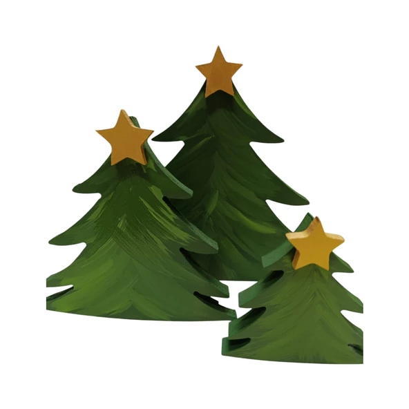 3Lü Yılbaşı Ağacı Ahşap Dekor - Yılbaşı, Noel, Özel Etkinlik - 4