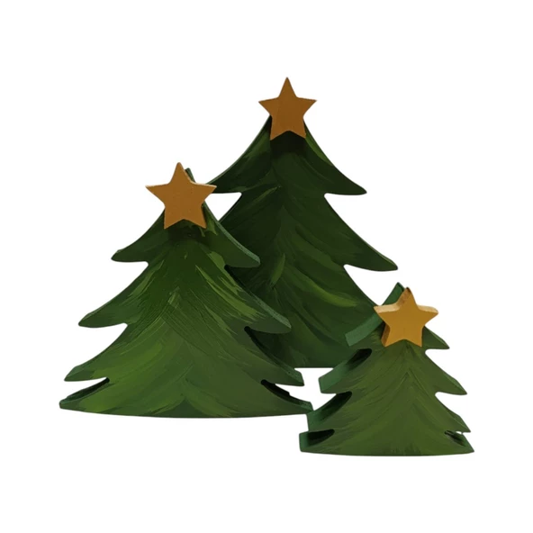 3Lü Yılbaşı Ağacı Ahşap Dekor - Yılbaşı, Noel, Özel Etkinlik - 2