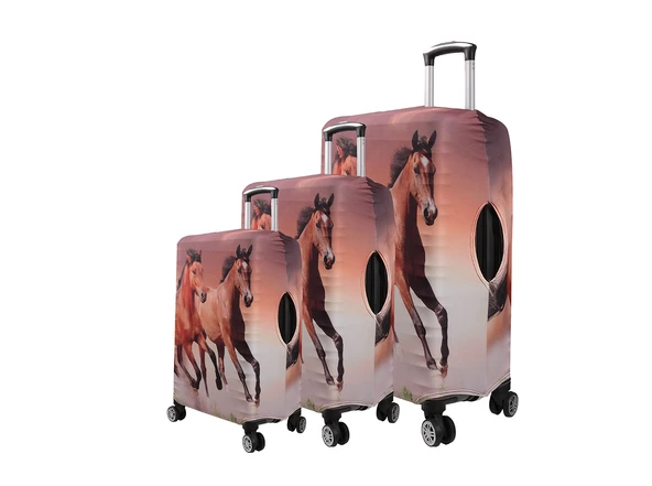 Bagacar Atlar 3lü Set Valiz Kılıfı, 3 lü Valiz Kemeri, 3lü Valiz Etiketi - 2