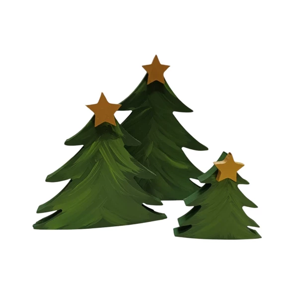 3Lü Yılbaşı Ağacı Ahşap Dekor - Yılbaşı, Noel, Özel Etkinlik - 6