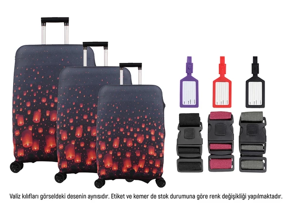 Bagacar Dilek 3lü Set Valiz Kılıfı, 3 lü Valiz Kemeri, 3lü Valiz Etiketi ürün görseli