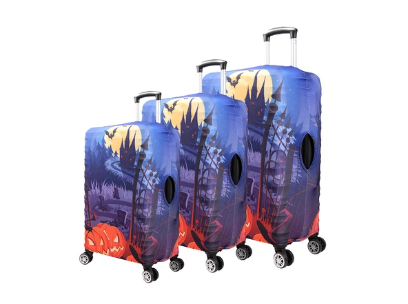 Bagacar Balkabağı 3lü Set Valiz Kılıfı, 3 lü Valiz Kemeri, 3lü Valiz Etiketi - Resim 2