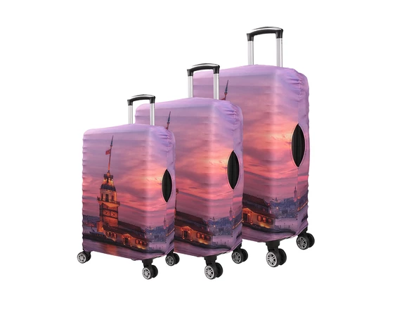 Bagacar Kız Kulesi 3lü Set Valiz Kılıfı, 3 lü Valiz Kemeri, 3lü Valiz Etiketi - 2