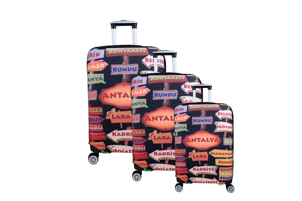 Bagacar Şehirler2 3lü Set Valiz Kılıfı, 3 lü Valiz Kemeri, 3lü Valiz Etiketi - Resim 2