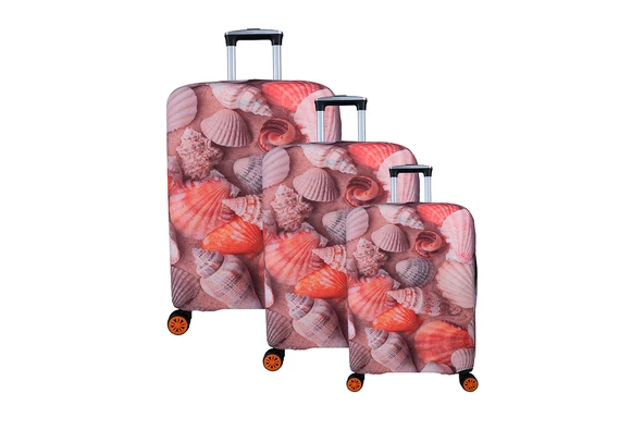 Bagacar Deniz Kabuğu 3lü Set Valiz Kılıfı, 3 lü Valiz Kemeri, 3lü Valiz Etiketi - 2
