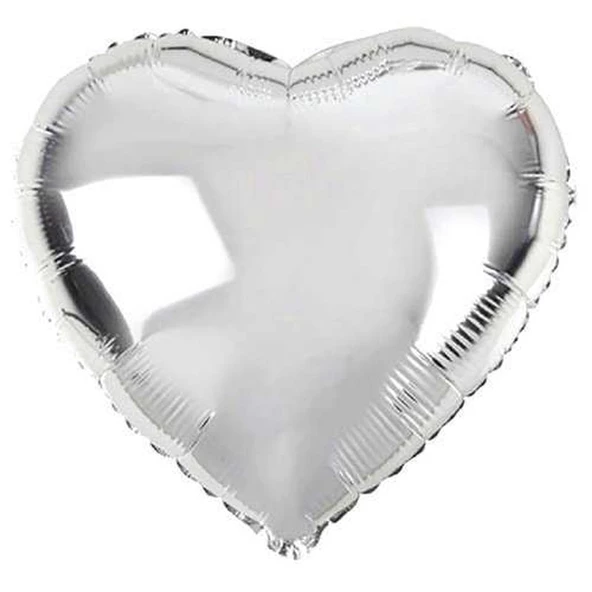 Kalp Şekilli Gümüş Renk Folyo Balon 45 cm 5 Adet - 2