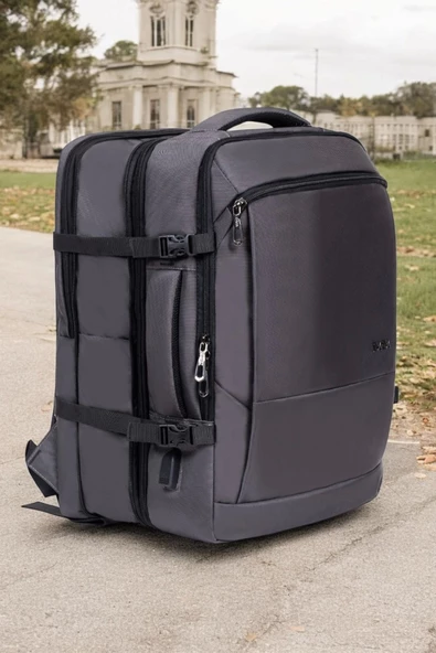 Gri Su Geçirmez Oxford Kumaş Ortopedik Laptop Sırt Çantası - 2