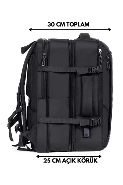 Siyah Su Geçirmez Oxford Kumaş Ortopedik Laptop Sırt Çantası - 5