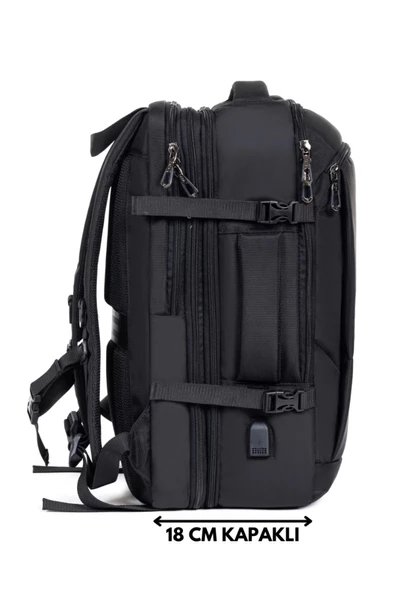 Siyah Su Geçirmez Oxford Kumaş Ortopedik Laptop Sırt Çantası - 6