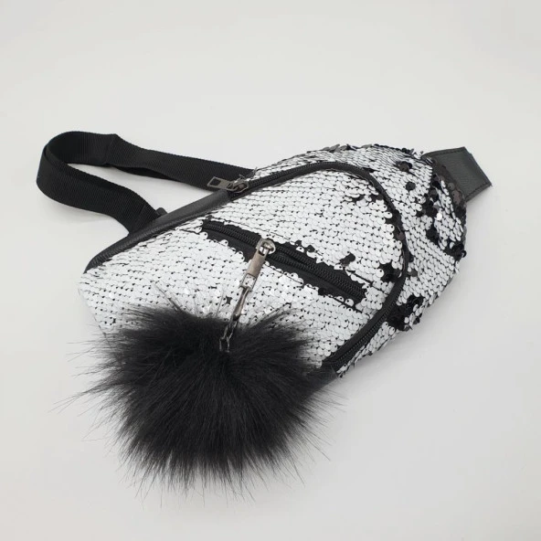 Pullu Çocuk Gögüs Çantası Siyah Beyaz Renk - 5