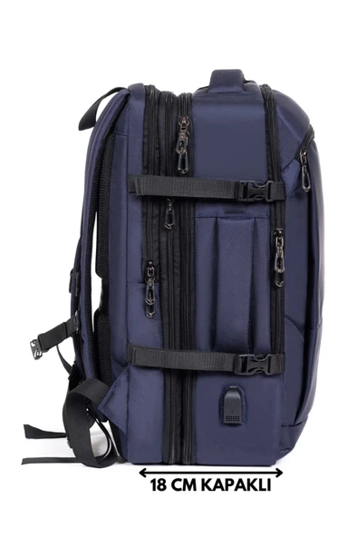 Lacivert Su Geçirmez Oxford Kumaş Ortopedik Laptop Sırt Çantası - 4