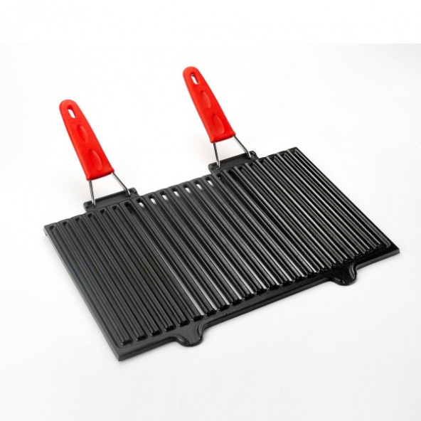 Lava Döküm Çift Kulplu Izgara Mangal Tavası 40x25 cm