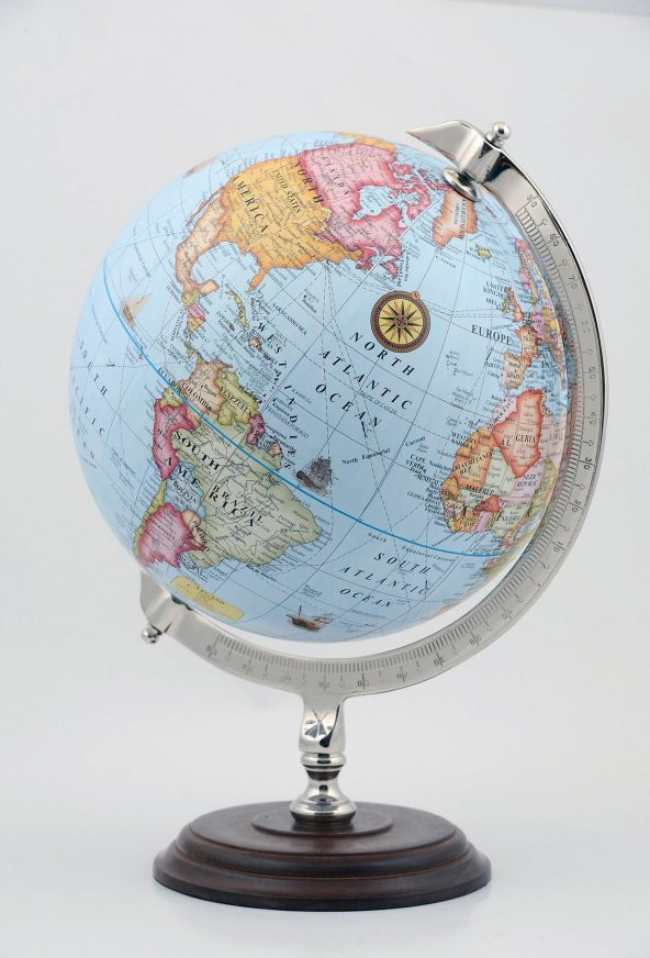 Ayaklı Ahşap Dekoratif Dünya Küre 10 İnç 40 Cm Hediyelik - Resim 2