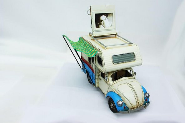 Dekoratif Metal Karavan Çerçeveli ,Kumbaralı Tenteli Biblo - 1