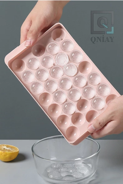 QNİAY Pratik Kapaklı 33 Bölmeli Damla Buz Kalıbı Kapaklı Damla Model Buz Kalıbı Kokteyl Limonata Vb. - Resim 4