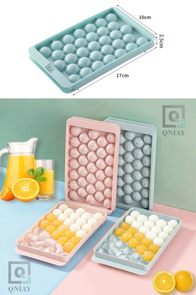 QNİAY Pratik Kapaklı 33 Bölmeli Damla Buz Kalıbı Kapaklı Damla Model Buz Kalıbı Kokteyl Limonata Vb. - Resim 3