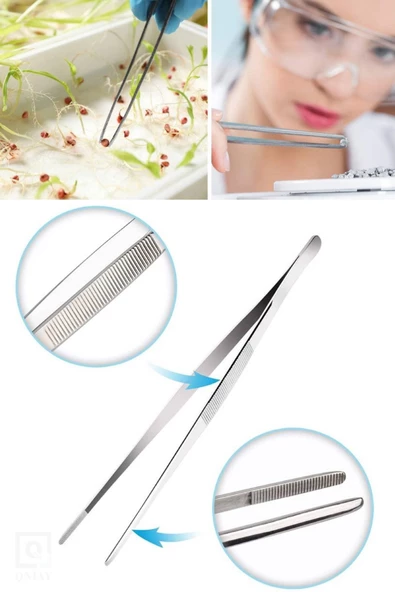 QNİAY Lüx Chef Pratik Cımbız Maşa Pişirme Cımbızı Çelik Maşa 30 Cm | Profesyonel Şef Sunum Cımbızı - Resim 3